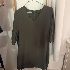Olive Green V-Neck Dress